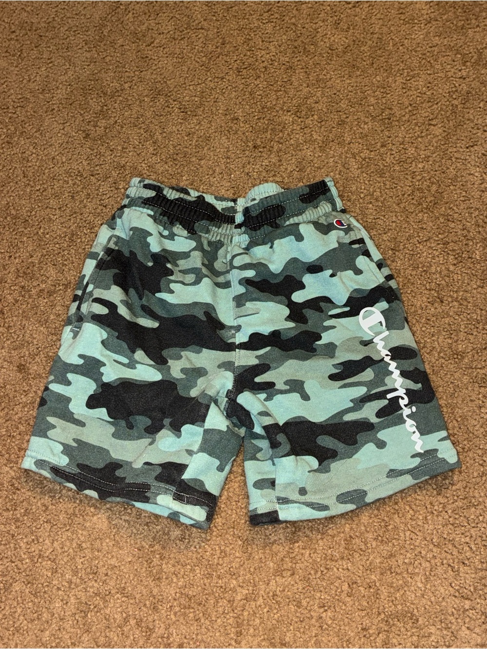 Boys Champion Sage Green Camo Fleece-Lined Shorts